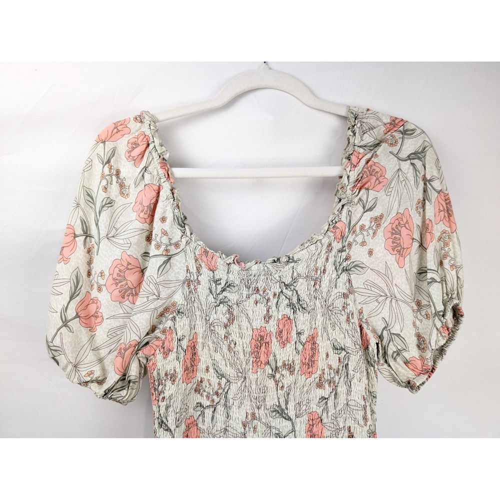 Romantic Floral Puff Sleeve Maxi Peasant Dress Size S Fairy Cottagecore Coquette - Picture 3 of 9